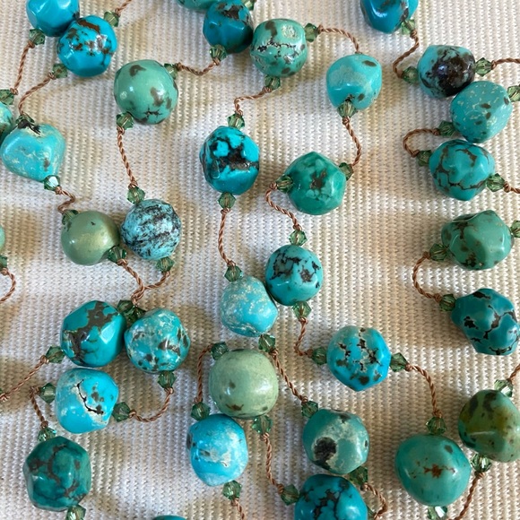 MARGO MORRISON TURQUOISE NECKLACE 36” HANDMADE - Picture 6 of 15